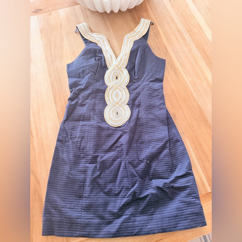 Lilly Pulitzer Navy Dress with Gold Accents